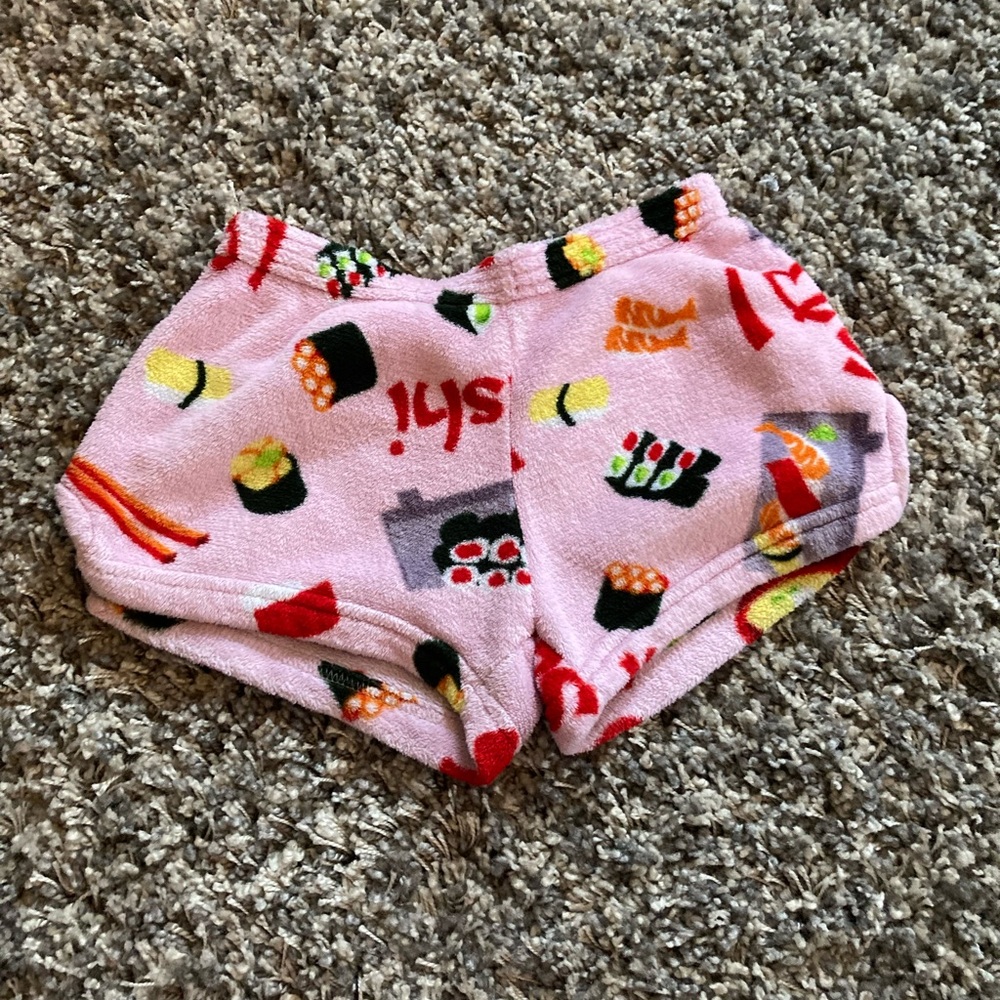 Cute sushi fuzzy pajama shorts